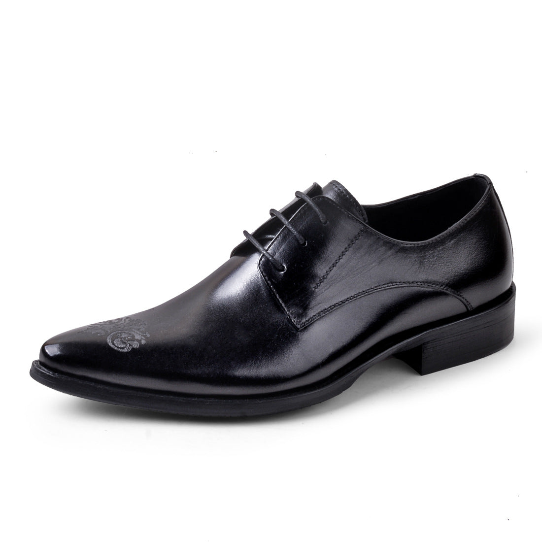 British Business Dress Leather Shoes Men's Breathable Genuine Cattlehide Leather Surface Casual Work Shoes Pointed Toe Carved Men's Shoes25829