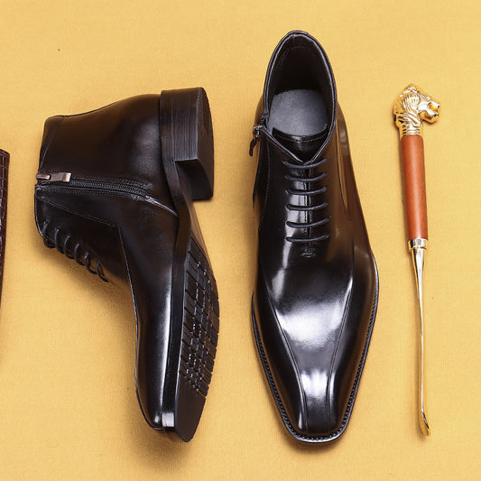 Chaussures en cuir de vachette de première couche pour hommes Bottes en cuir véritable pour hommes d'exportation Couleur de brosse en cuir de vachette Chaussures de soirée d'affaires en cuir montantes Bottines britanniques 89309
