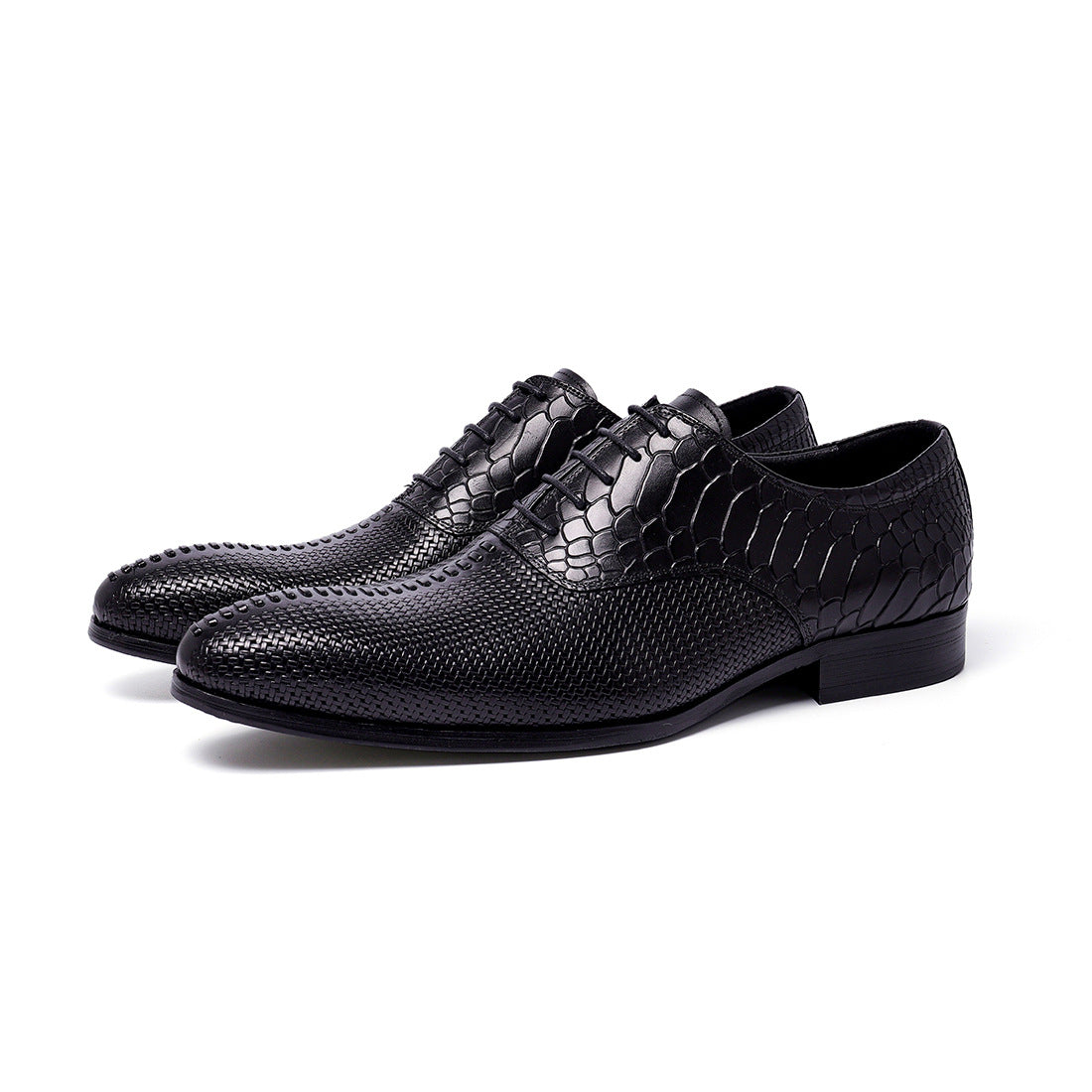 Genuine Leather Men's Shoes Top Layer Cowhide Formal Business Leather Shoes Pointed Crocodile Pattern Embossed Pumps68133