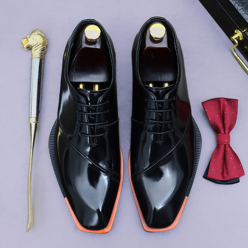 Top Layer Cowhide Men's Leather Shoes Patent Leather Shiny Leather Shoes Men's Genuine Leather Business Formal Wear British Wedding Bridegroom Men's Shoes23690