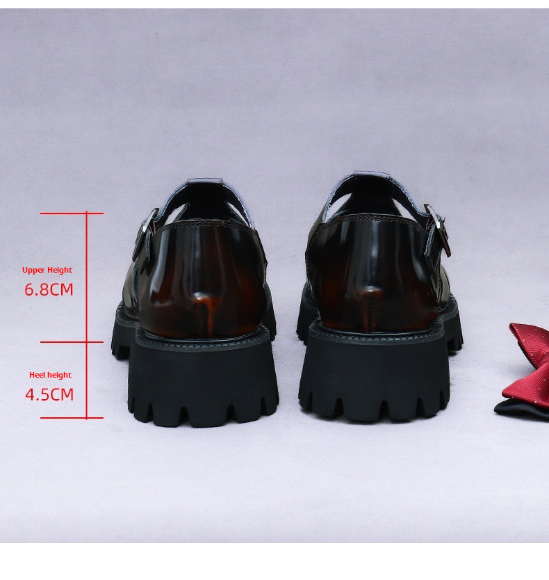 Men’s 4.5cm Platform Elevator Leather Sandals 23695