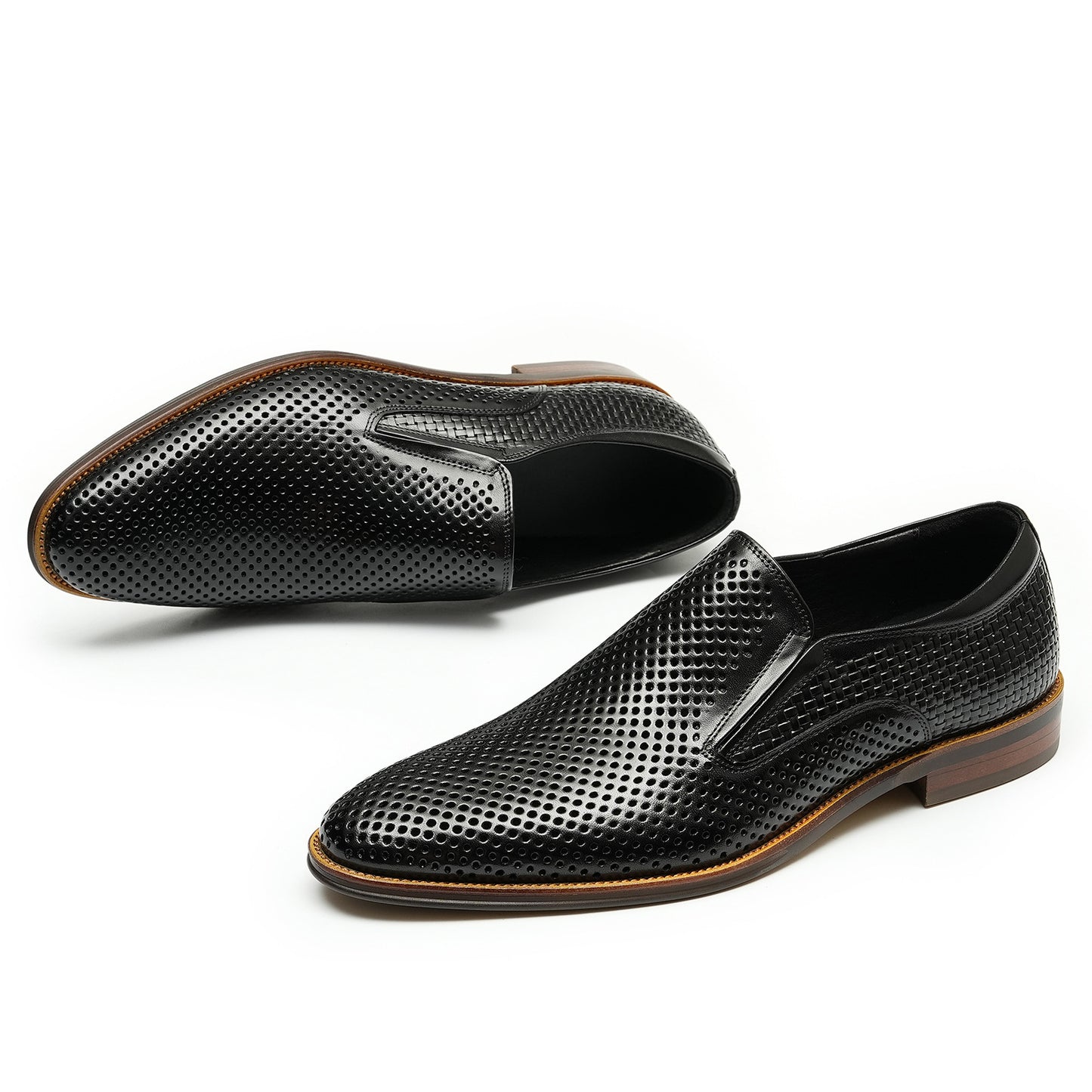 Men's Leather Shoes Hollow out Leather Men's Shoes Summer Pedal Business Casual Shoes Soft Bottom Breathable Pointed British Style Dress Shoes21317