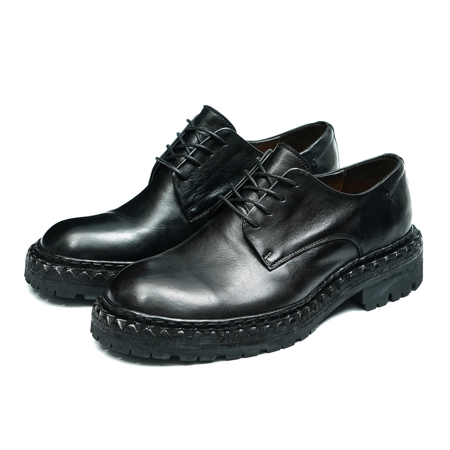 New High-End Business Casual Leather Shoes Men Genuine Leather Sole retro British Big Head Round Head Horse Leather 82715