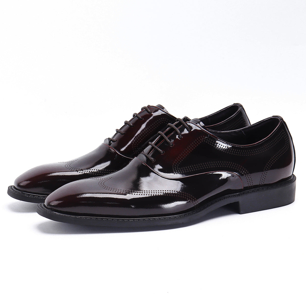 Glossy Leather Shoes Men's Leather Patent Leather British Style Carving Business Formal Wear Oxford Shoes Men's Lace-up Handmade Men's Shoes Work68155