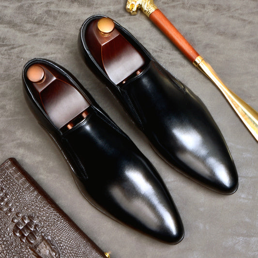 Formelle Business-Casual-Lederschuhe für Herren aus echtem Leder, erste Schicht Rindsleder, atmungsaktiv, modisch, spitz zulaufende Zehenpartie, Hochzeitsschuhe25835