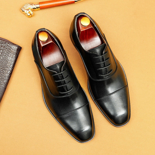 Chaussures en cuir de vachette de première couche pour hommes Chaussures en cuir britanniques Vêtements de cérémonie pour hommes Chaussures Oxford à bout carré en cuir authentique Chaussures de mariage pour marié20613
