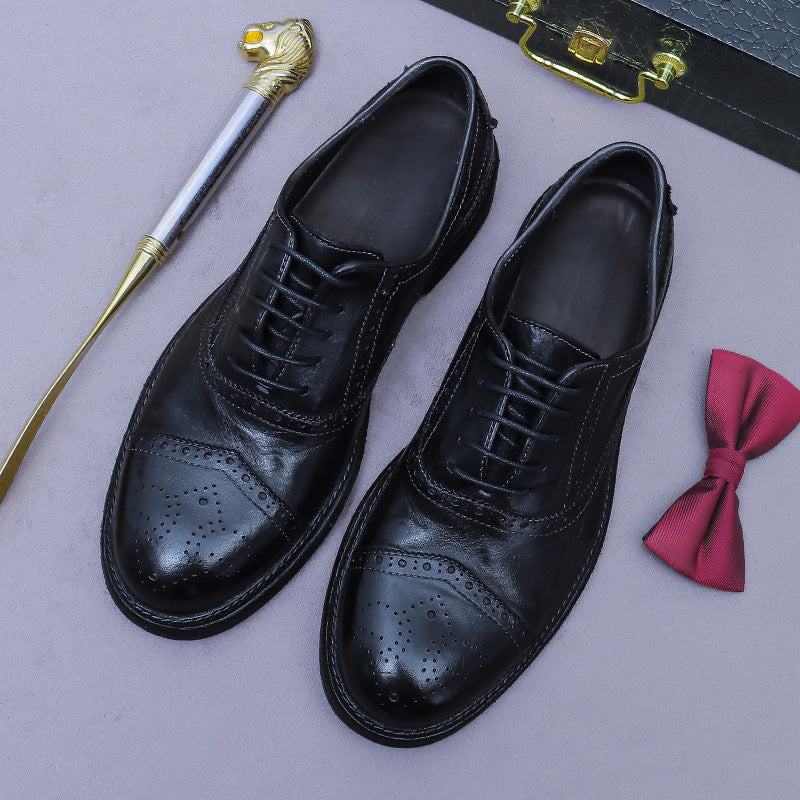 Horse Leather Carved Leather Shoes Men's British Business Formal Wear Work Groom Wedding Leather Bottom A567-6