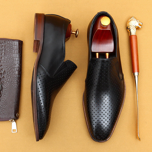 Chaussures en cuir de vachette de première couche pour hommes Chaussures en cuir creux Sandales en cuir pour hommes Chaussures d'été pour hommes Chaussures en cuir pour hommes Mocassins paresseux respirants en cuir véritable Chaussures pour hommes68899