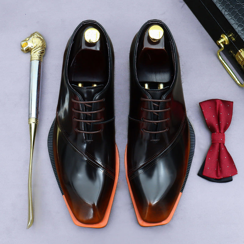 Top Layer Cowhide Men's Leather Shoes Patent Leather Shiny Leather Shoes Men's Genuine Leather Business Formal Wear British Wedding Bridegroom Men's Shoes23690