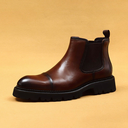 Erste Schicht Rindsleder Herren Lederschuhe High-Top Lederschuhe Herren Echtlederfutter Business Abendgarderobe Spitze Chelsea Boots96153