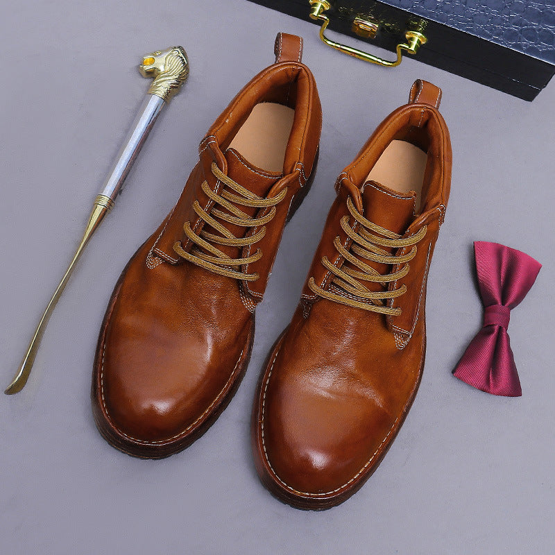 High-End Leather Sole Men's Retro Workwear Genuine Leather Martin Boots Fashion Distressed Washed Horse Leather Stitched Durable 1570A-11