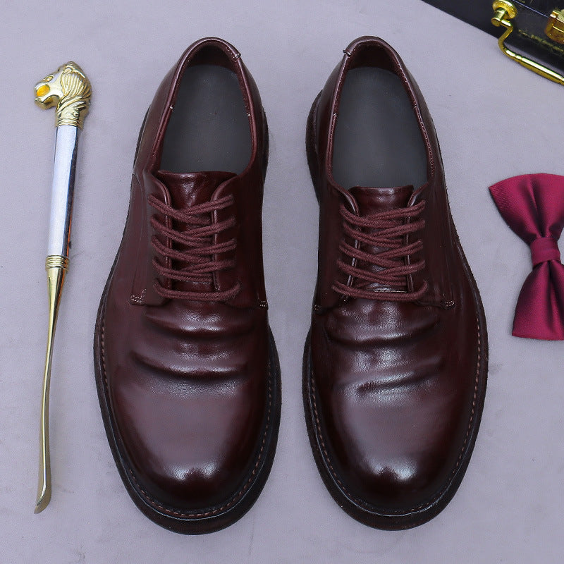 Light Luxury Horse Leather Genuine Leather Handmade Leather Shoes Men's British Cowhide Shoes Leather Sole Work Shoes 76010