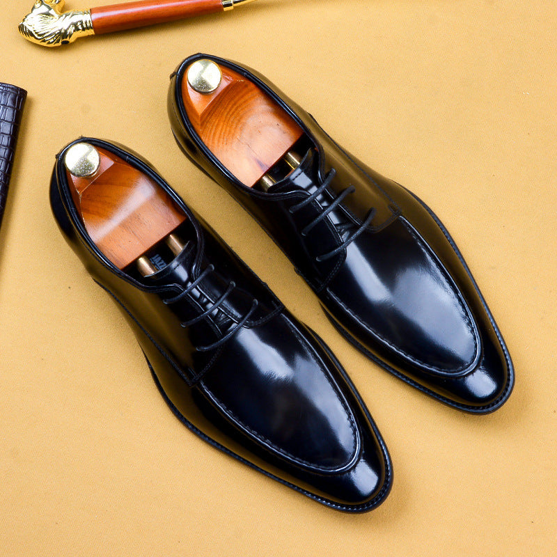 Business Men's Shoes Formal Casual Shoes British Leather Patent Leather Brushed Breathable Pointed Wedding Leather Shoes male shoes68110