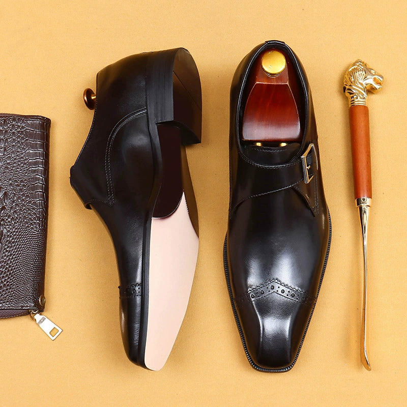 Men’s Buckle Slip-On Leather Shoes 65122