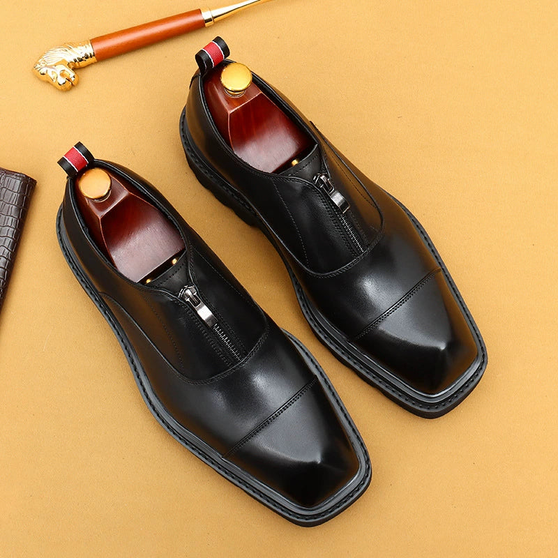 Men’s 3-Cap Toe Leather Dress Shoes 68901