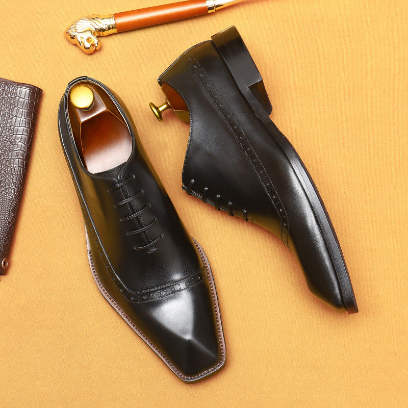 Top Layer Cowhide Men's Leather Shoes Men's Leather Shoes Genuine Leather England Style Brogue Business Formal Wear Shoes68878