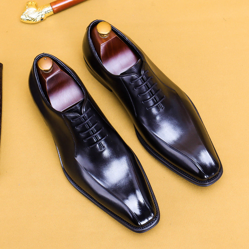 Chaussures en cuir pour hommes Chaussures formelles en cuir véritable pour hommes Chaussures Oxford à bout carré Chaussures d'affaires britanniques faites à la main 89256