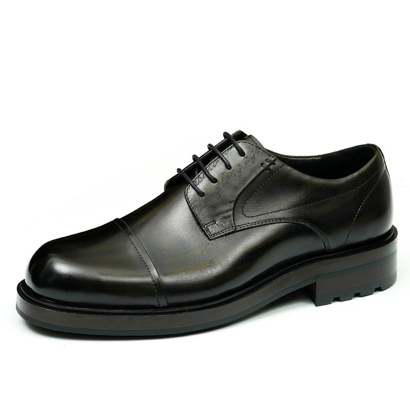 Top Layer Cowhide Men's Leather Shoes Men's Leather Shoes Business Formal Wear Cowhide Work Shoes British Retro round Toe Casual Shoes89623