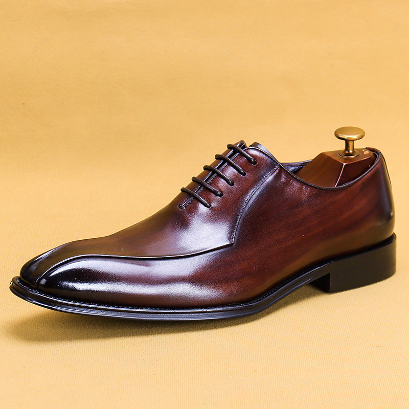 Chaussures en cuir pour hommes Chaussures formelles en cuir véritable pour hommes Chaussures Oxford à bout carré Chaussures d'affaires britanniques faites à la main 89256