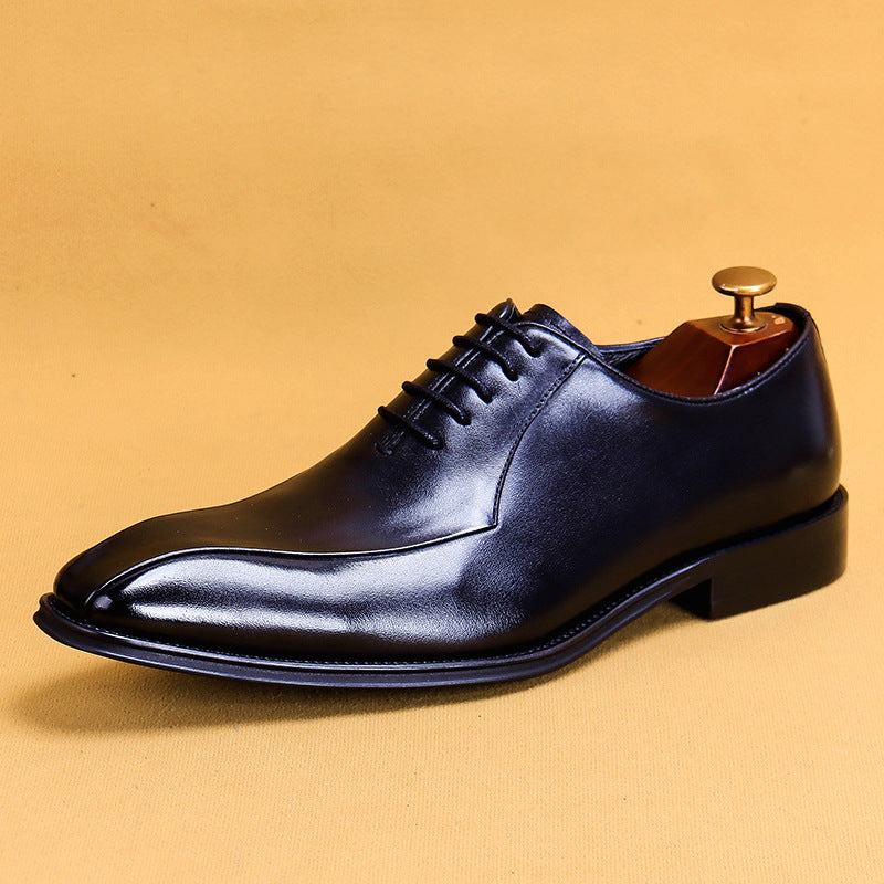 Chaussures en cuir pour hommes Chaussures formelles en cuir véritable pour hommes Chaussures Oxford à bout carré Chaussures d'affaires britanniques faites à la main 89256
