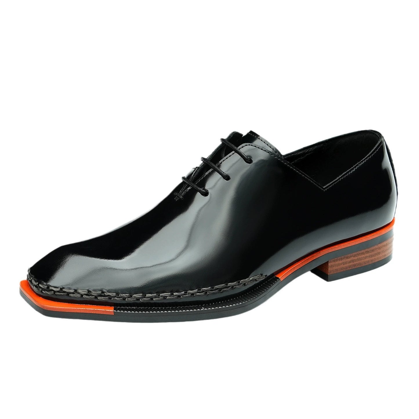Men’s Square-Toe Glossy Oxford Shoes 23687