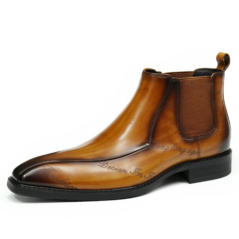 Men’s Pointed-Toe Genuine Leather Chelsea Boots 89611
