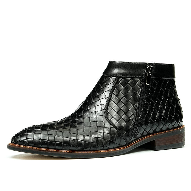 Men’s Hand-Woven Leather Chelsea Boots 65125