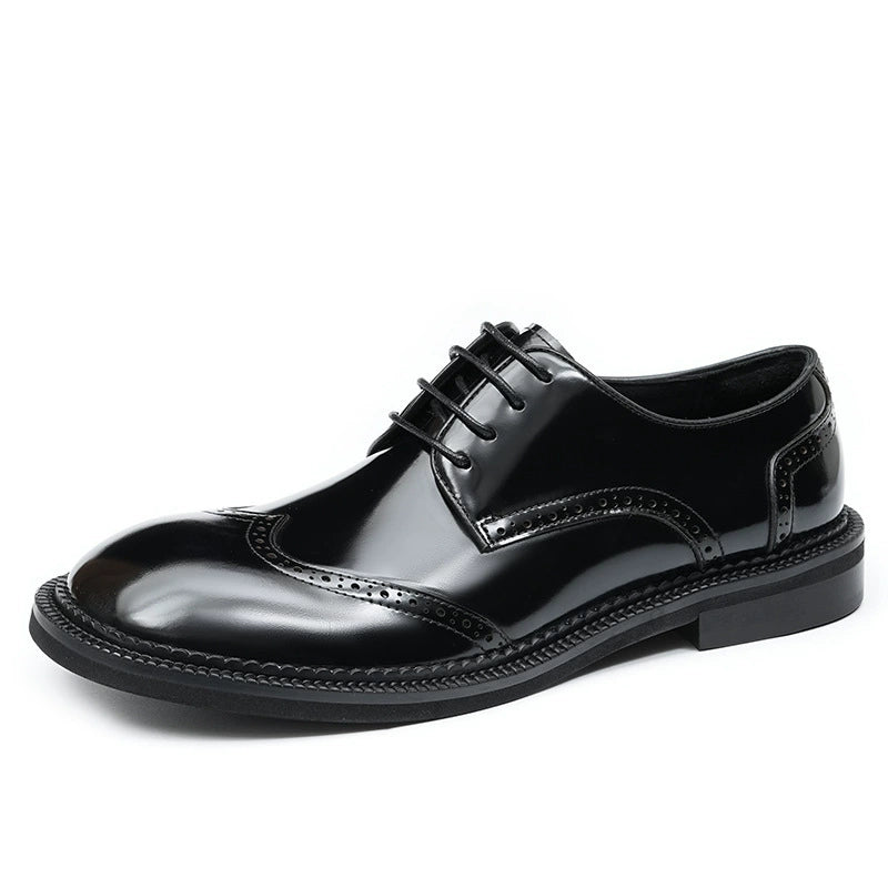 Erste Schicht Rindsleder Herren Lederschuhe Business Casual Lederschuhe Herren Big Head Echtes Leder England Style Carving Brogue Breiter Kopf Fette Füße23703
