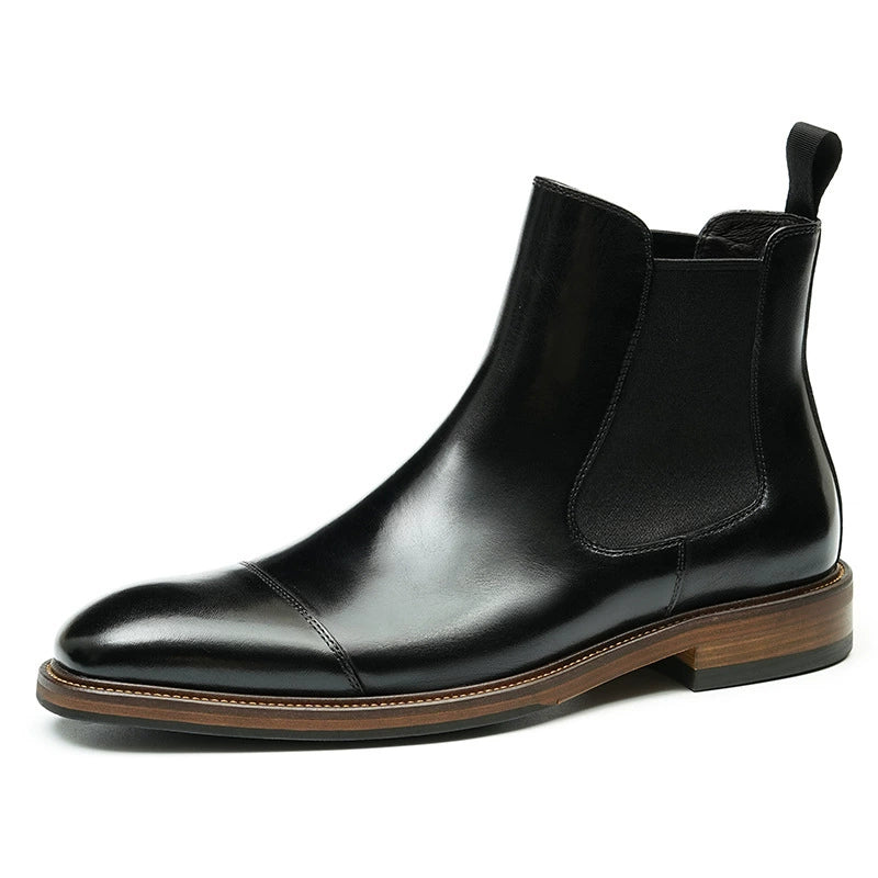 Erste Schicht Rindsleder Herren Lederschuhe Chelsea Boots Spitz zulaufendes Herren Echtleder Innenfutter Business Abendgarderobe Winter Herrenstiefel86215