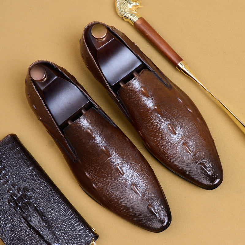 Top Layer Cowhide Men's Leather Shoes Casual Leather Shoes Men's Genuine Leather Formal Men's Shoes Top Layer Cowhide British Business Loafers27102
