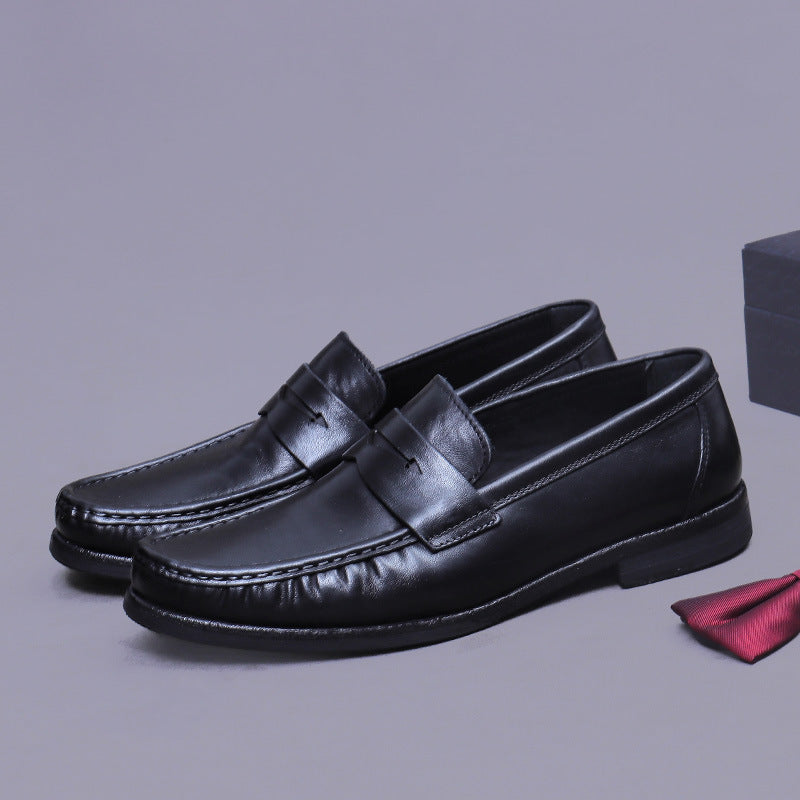 Leather Sole Loafers Horse Leather Men's Loafers Genuine Leather Handmade Slip-On Business Formal Leather Shoes A038-2