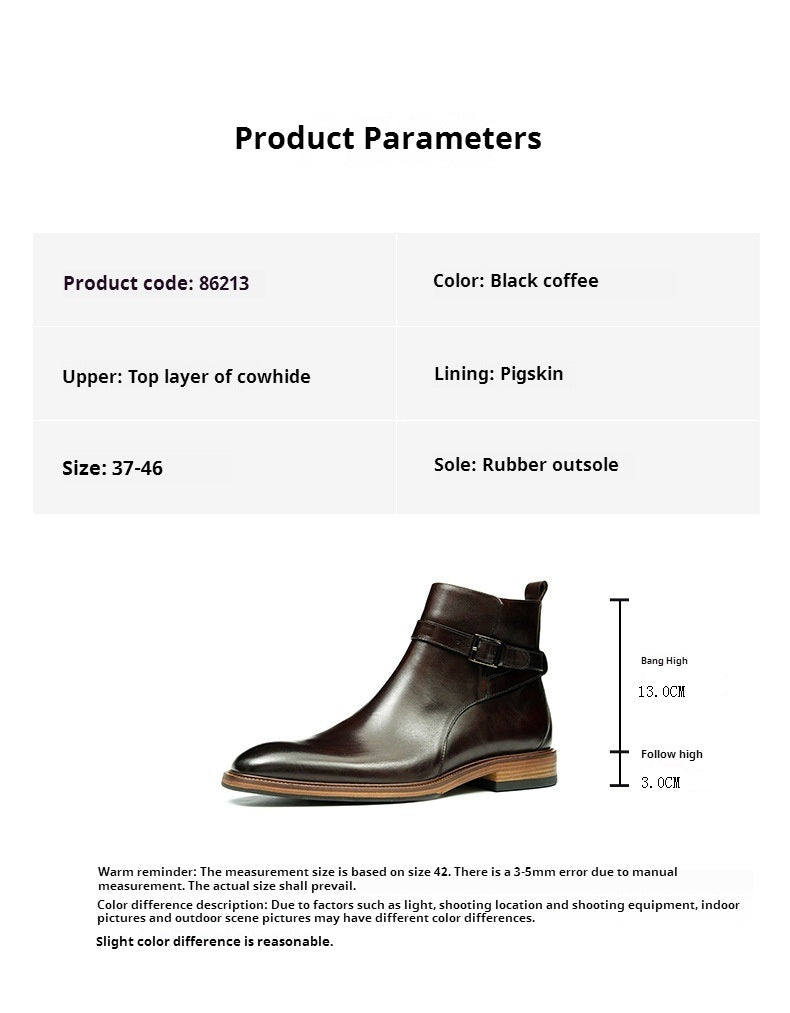 Erste Schicht Rindsleder Herren Lederschuhe Britische spitze Chelsea-Stiefel Herrenschuhe Winter Echtlederfutter Business Abendgarderobe Stiefeletten86213