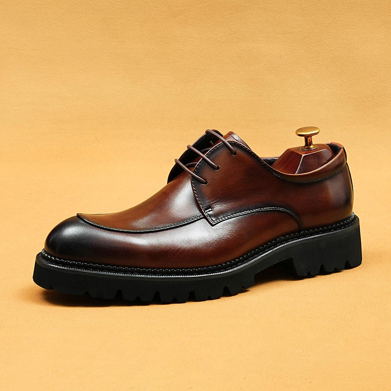 Top Layer Cowhide Men's Leather Shoes Business Casual Leather Shoes Men's Genuine Leather Inner Lining Pointed British Style Platform Men's Shoes Derby Shoes96150