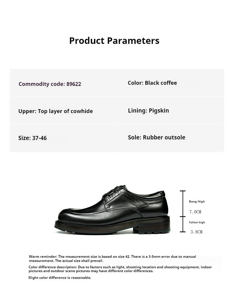 Top Layer Cowhide Men's Leather Shoes Business Casual Shoes Men's Shoes Round Head Genuine Leather British Retro Rub Colored Dress Shoes89622