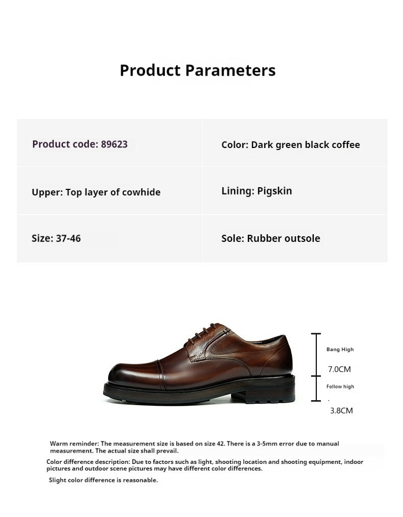 Top Layer Cowhide Men's Leather Shoes Men's Leather Shoes Business Formal Wear Cowhide Work Shoes British Retro round Toe Casual Shoes89623