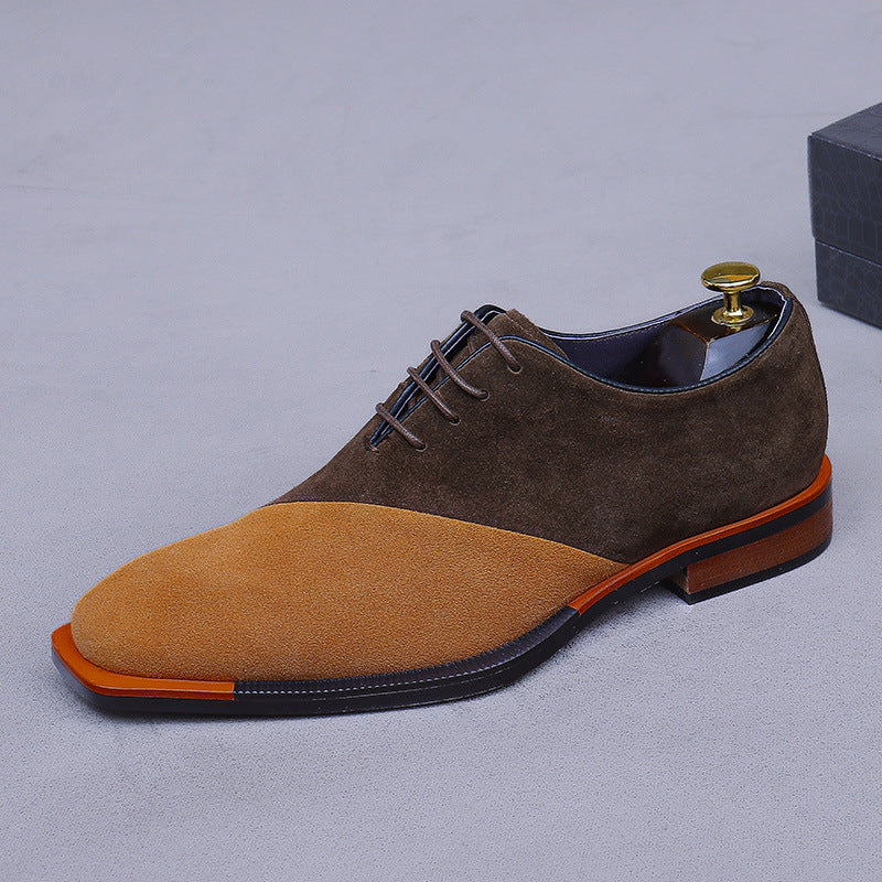 Men's Suede and genuine leather color-blocked shoes 23721