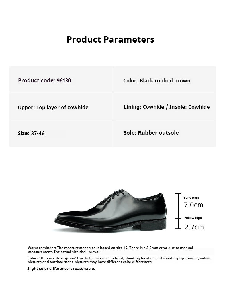 Chaussures en cuir de vachette de première couche pour hommes Chaussures en cuir brillant britannique Vêtements de cérémonie pour hommes Chaussures Oxford en cuir de vachette avec intérieur en cuir pour hommes 96130