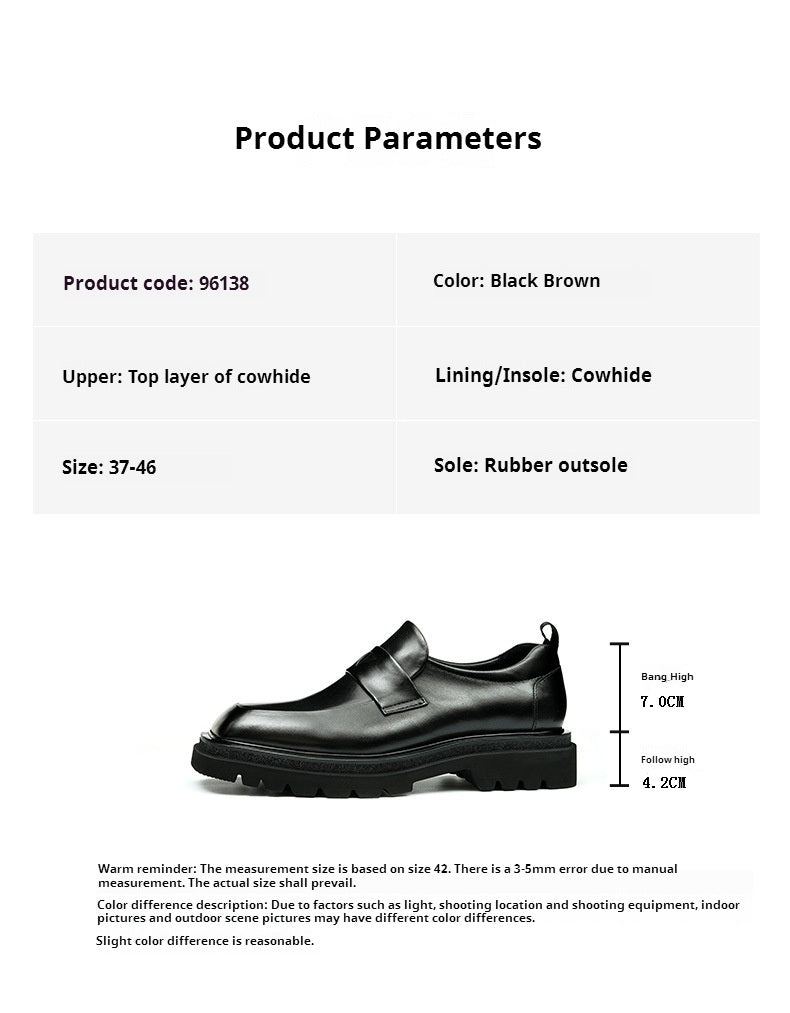 Top Layer Cowhide Men's Leather Shoes Business Casual Shoes Men's Genuine Leather England Style Slip-on Platform Loafers Men's Shoes96138