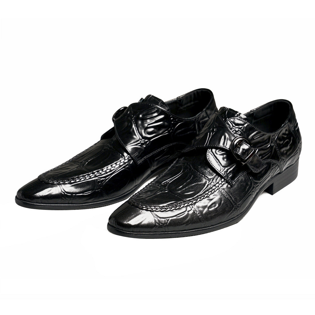 Buckle Mengke Leather Shoes Men's Genuine Leather Formal Men's Shoes Trendy Men's Slip-on Business Casual Shoes Leather Shoes 69501