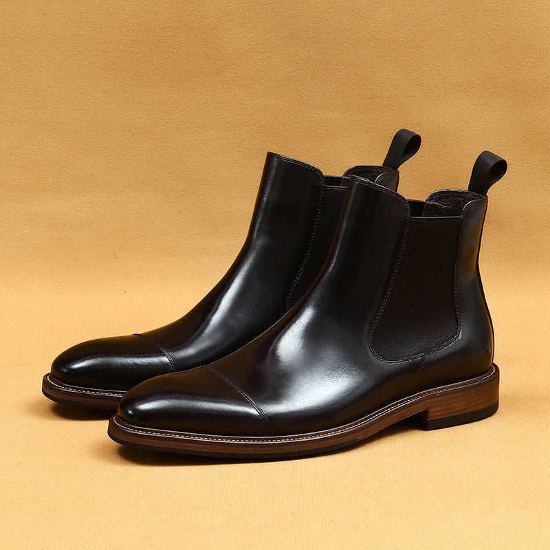 Top Layer Cowhide Men's Leather Shoes Chelsea Boots Pointed Men's Genuine Leather Inner Lining Business Formal Wear Winter Men's Boots86215