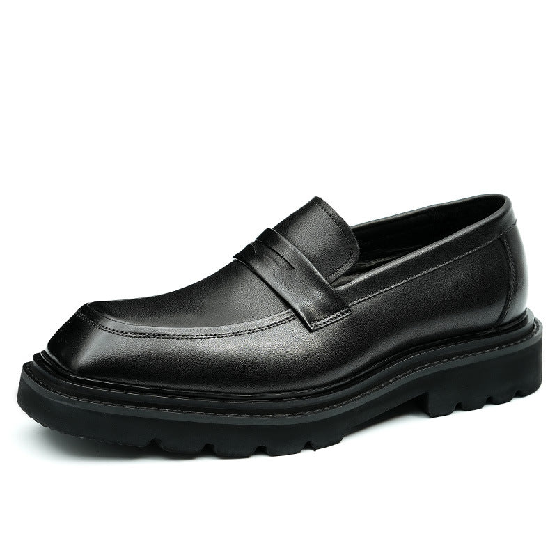 Top Layer Cowhide Men's Leather Shoes Casual Leather Shoes Loafers Men's Thick-Soled Leather Cowhide Slip-on British Business Formal Wear Shoes68900