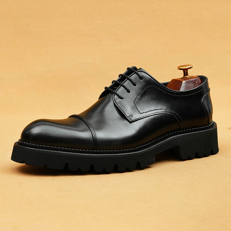 Top Layer Cowhide Men's Leather Shoes Shake Chopsticks Hot Selling British Style Formal Wear Business Casual Leather Men's Leather Shoes Thick Bottom96126