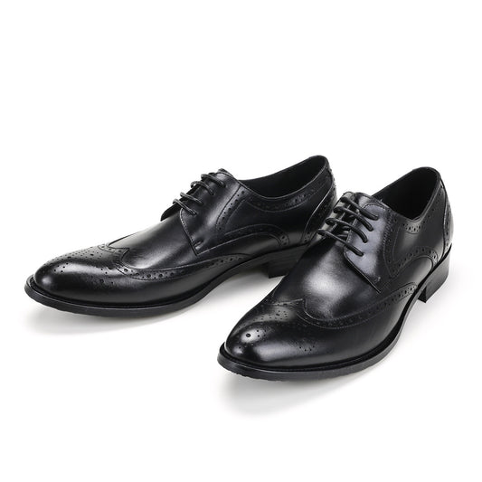 Chaussures de mariage à lacets pour hommes, chaussures de costume formelles respirantes, richelieu sculpté en cuir de vache, chaussures d'affaires en cuir pour hommes25828