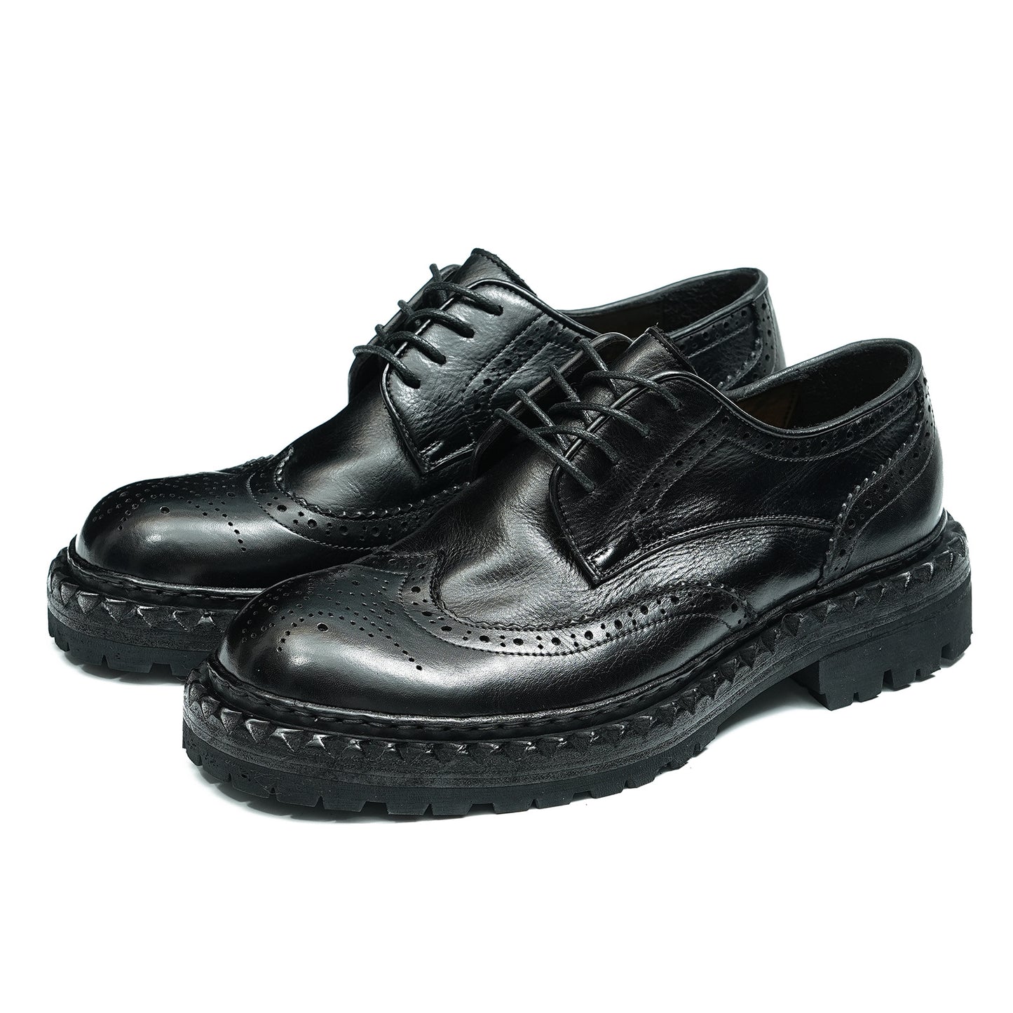 Brogue Leather Sole High-End Business Casual Leather Shoes Men Brogue Genuine Leather Retro British Style 82713