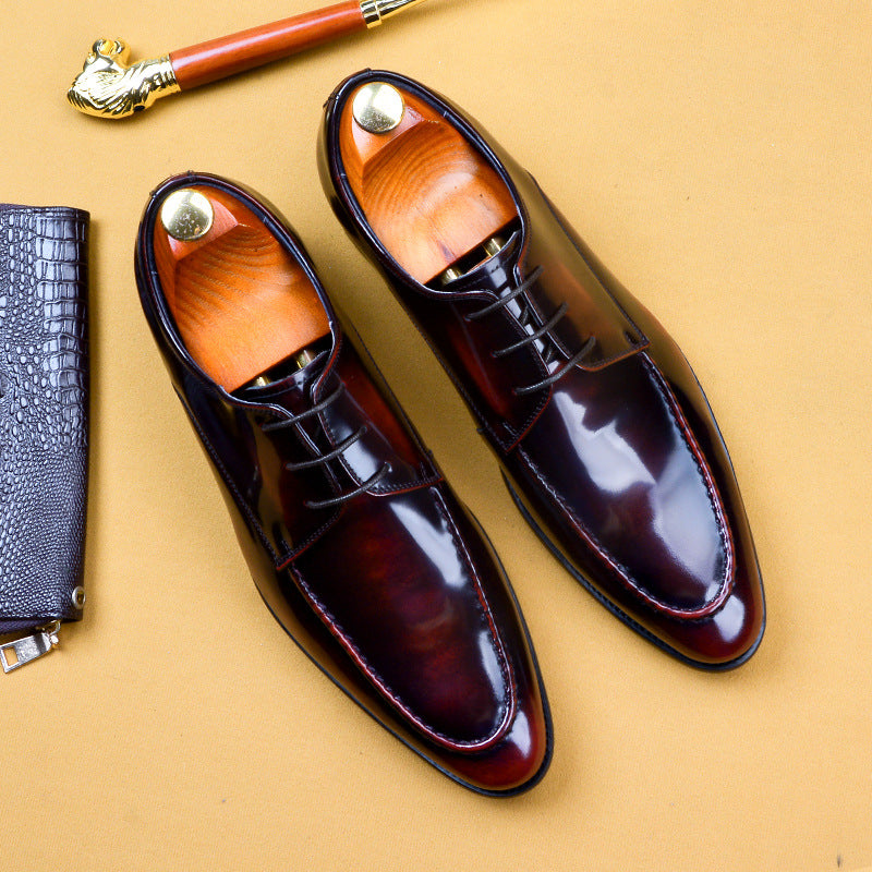 Business Men's Shoes Formal Casual Shoes British Leather Patent Leather Brushed Breathable Pointed Wedding Leather Shoes male shoes68110