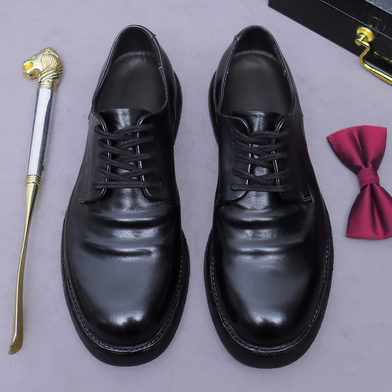 Light Luxury Horse Leather Genuine Leather Handmade Leather Shoes Men's British Cowhide Shoes Leather Sole Work Shoes 76010