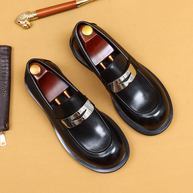 Top Layer Cowhide Men's Leather Shoes Casual Leather Shoes Men's Slip-on Loafers Genuine Leather England Style Retro Big Toe Business Formal Wear Shoes89620