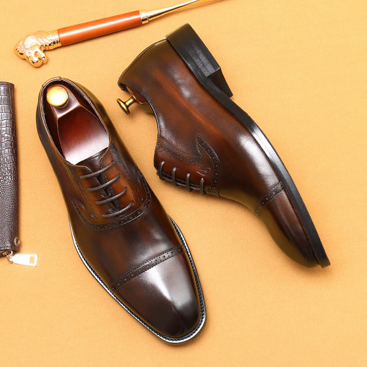 Chaussures en cuir de vachette de première couche pour hommes Chaussures en cuir pour hommes Chaussures Oxford formelles en cuir véritable pour affaires Chaussures britanniques pour hommes en cuir de vachette de première couche96111