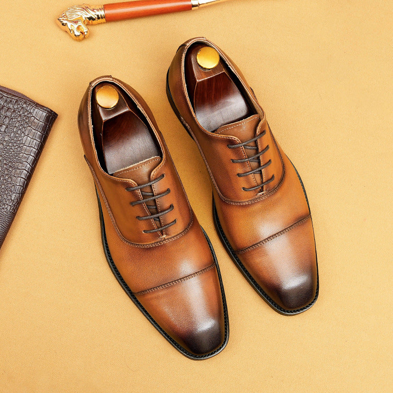 Top Layer Cowhide Men's Leather Shoes British Leather Shoes Men's Business Formal Wear Authentic Leather Square Toe Oxford Shoes Groom Wedding Shoes20613