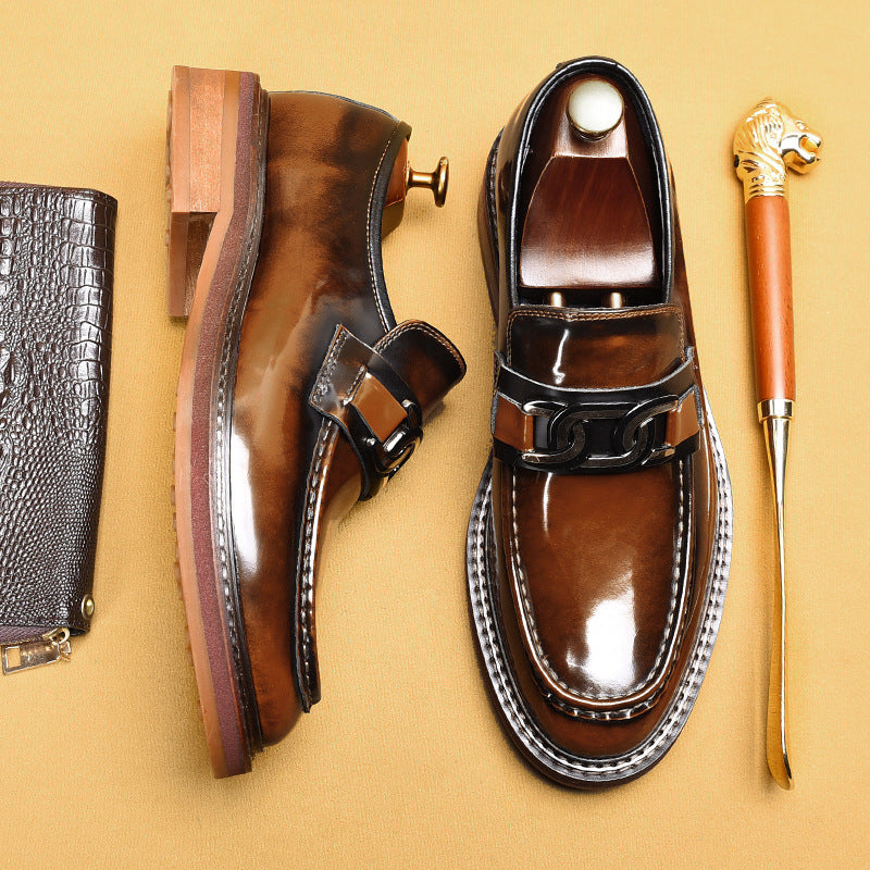 Men's Shoes Business Casual Loafers Men's Leather Horsebit Buckle British Style Slip-on Shoes22368